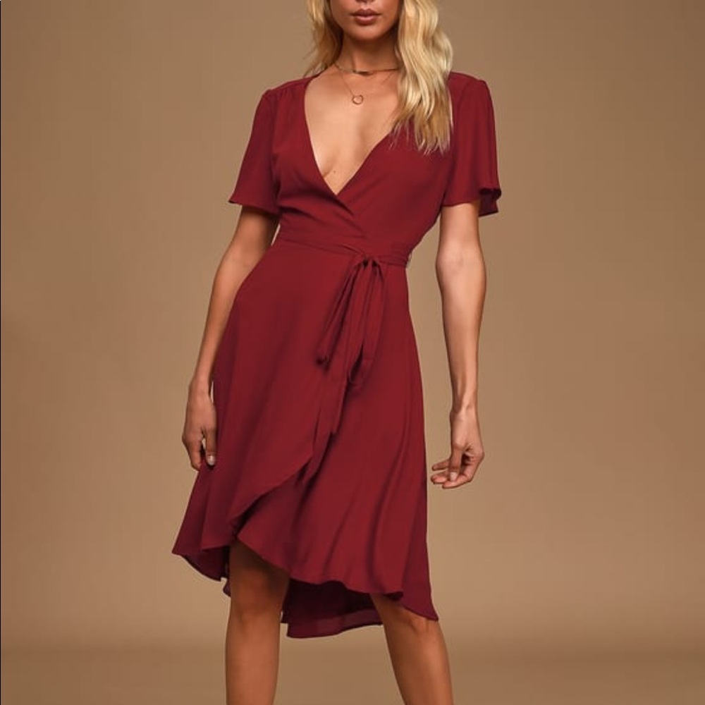 Lulu’s Raspberry Wrap Dress